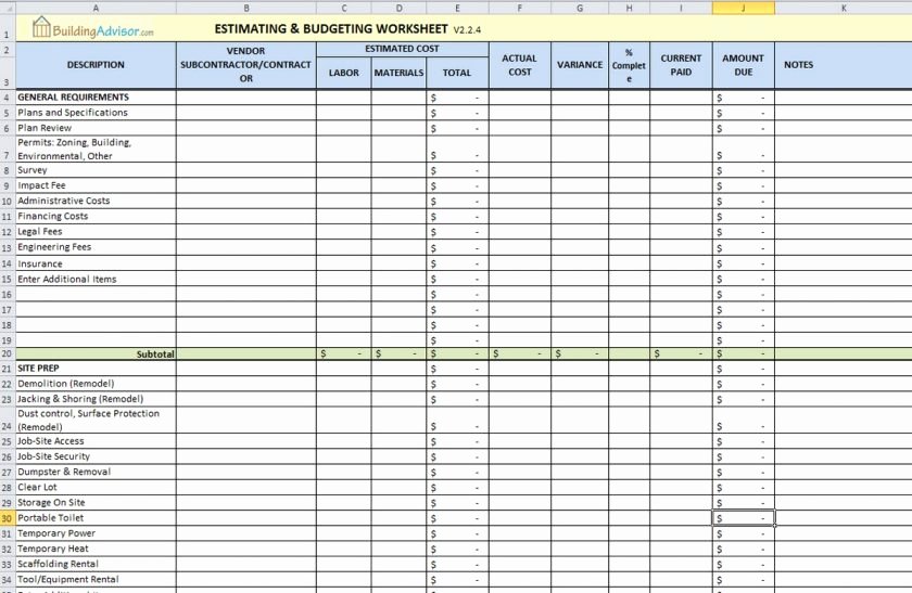 Painting Estimate Template Excel Awesome Construction Estimating Spreadsheet Template Business