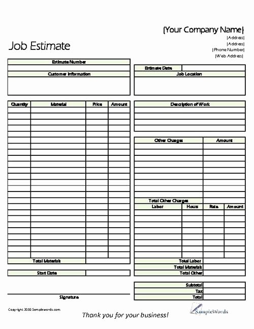 Painting Estimate Template Excel Unique Estimate Printable forms &amp; Templates