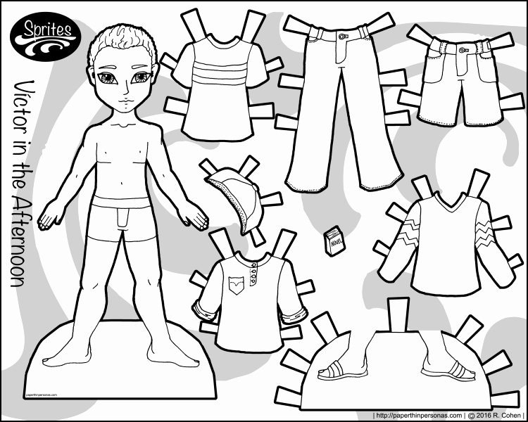 Paper Doll Clothing Template Beautiful Victor In the afternoon A Boy Paper Doll