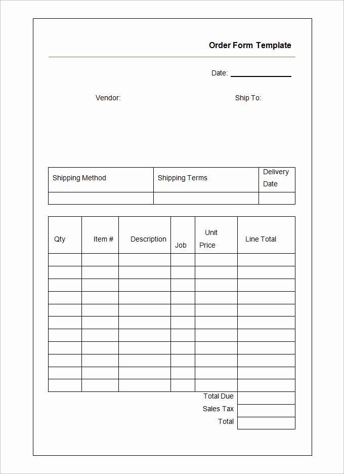 Part order form Template Elegant 41 Blank order form Templates Pdf Doc Excel
