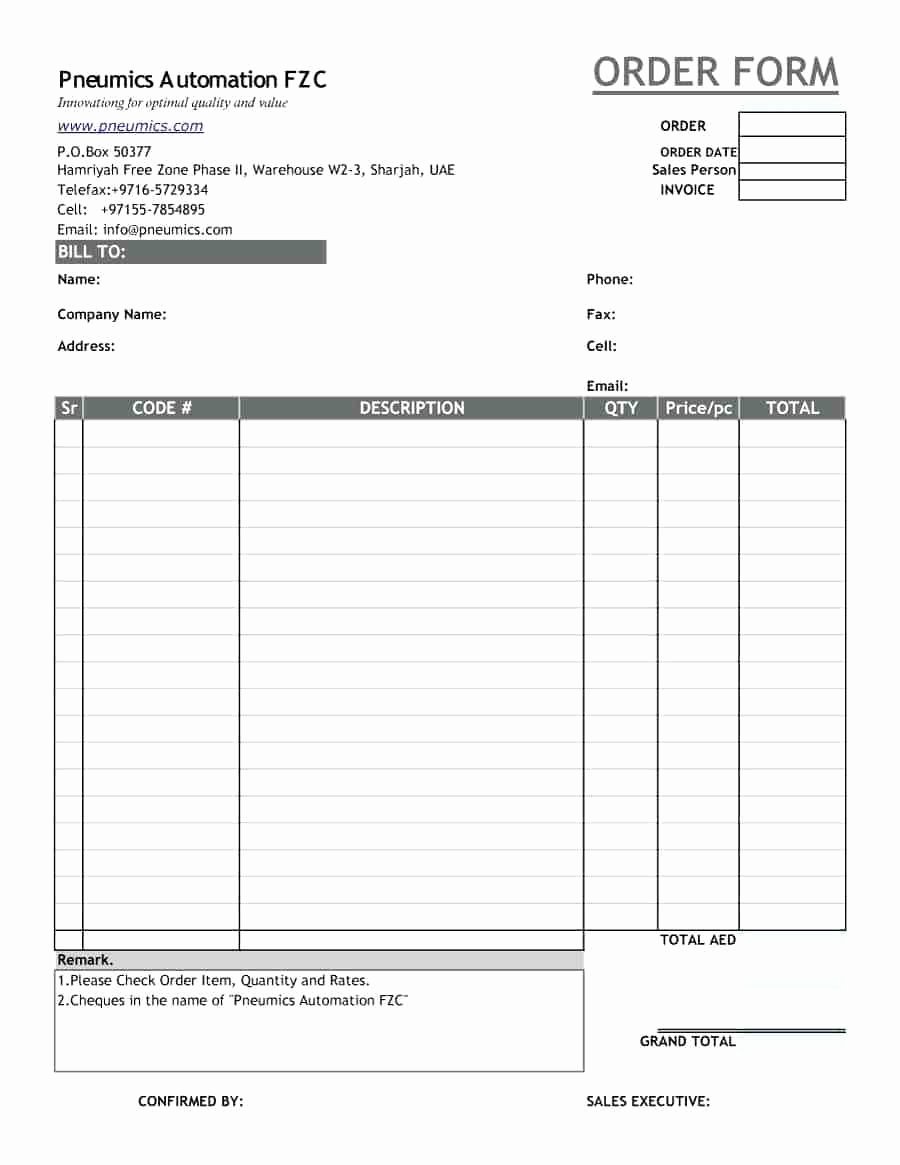 Part order form Template Inspirational Parts order form Template