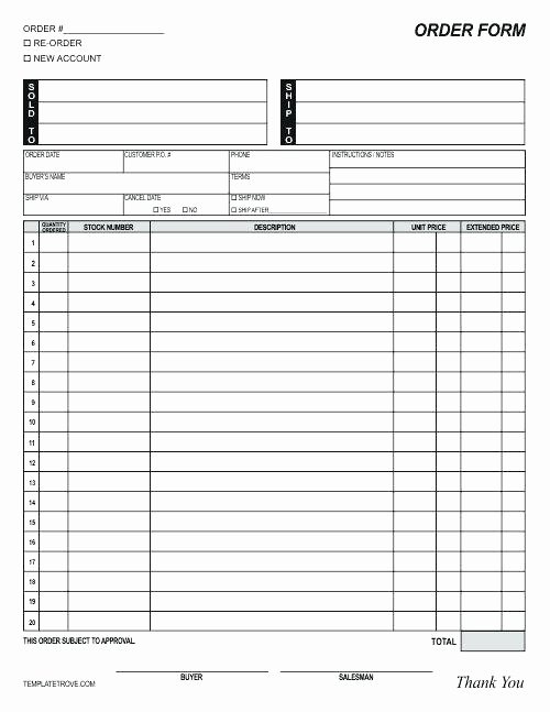 Part order form Template Inspirational Parts order form Template Sample Parts order forms Sample