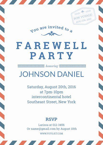Party Invitation Email Template Luxury Farewell Party Invitation 429×600