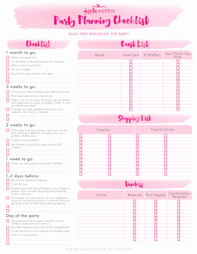 Party Plan Checklist Template Awesome Party Checklist Everything You Need for A Stress Free