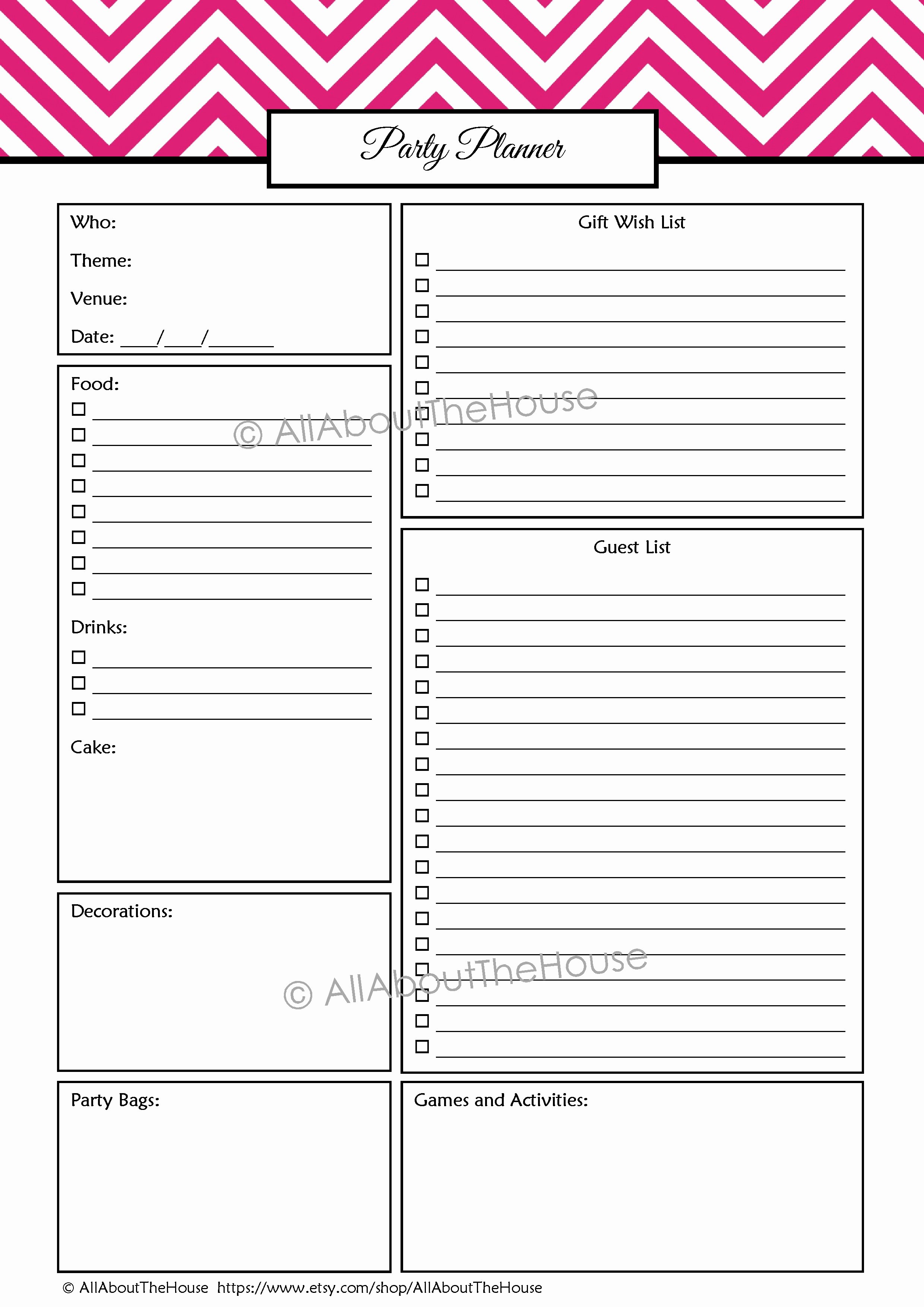 Party Plan Checklist Template Awesome Party Planning Printables Kit