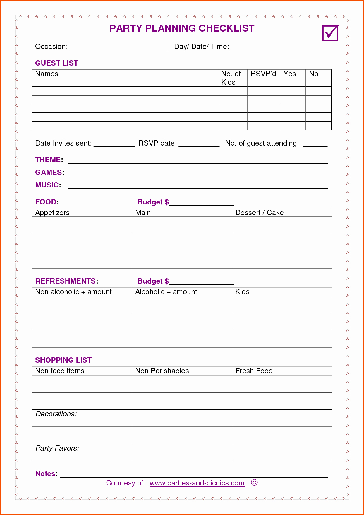 Party Plan Checklist Template Beautiful 7 Party Planner Checklist Bookletemplate