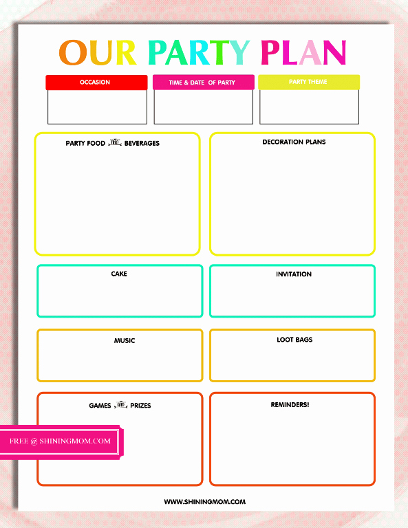 Party Plan Checklist Template Fresh Free Printable Party Planning Template