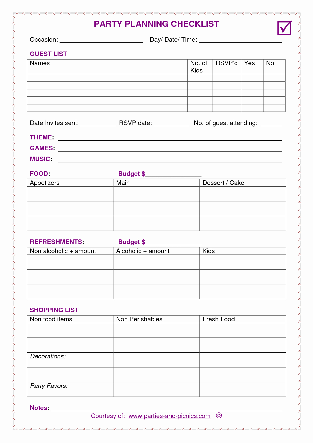 Party Plan Checklist Template Inspirational Best S Of Birthday List Template for Teachers