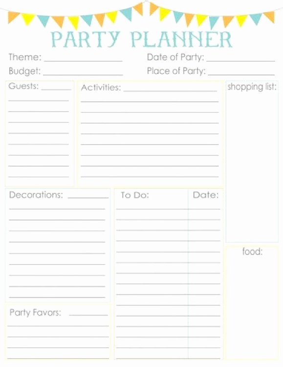Party Plan Checklist Template Inspirational Birthday Party Planner Printable