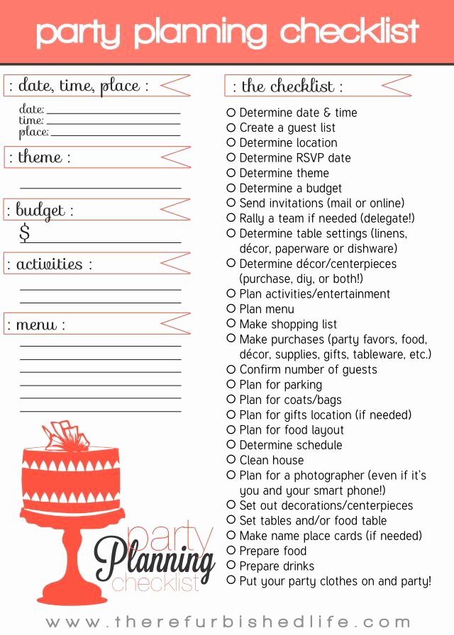 Party Plan Checklist Template Lovely Party Planning Checklist