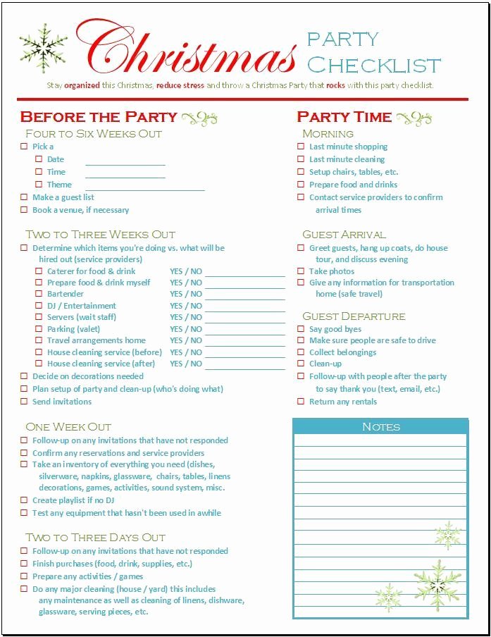 Party Plan Checklist Template New Christmas Party Checklist Download Spreadsheetshoppe