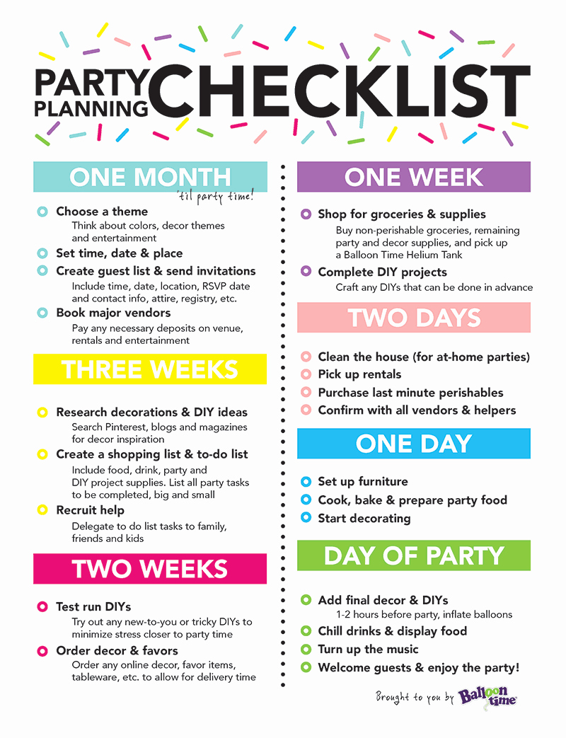 Party Plan Checklist Template Unique Party Planning Checklist