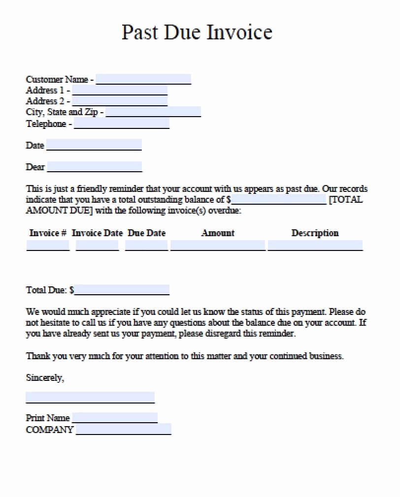 Past Due Invoice Template Best Of Free Past Due Invoice Template Including Letter