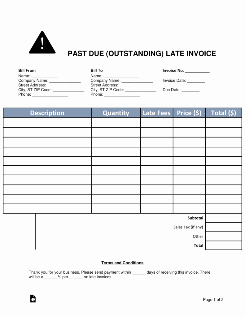 Past Due Invoice Template Fresh Free Past Due Outstanding Late Invoice Word