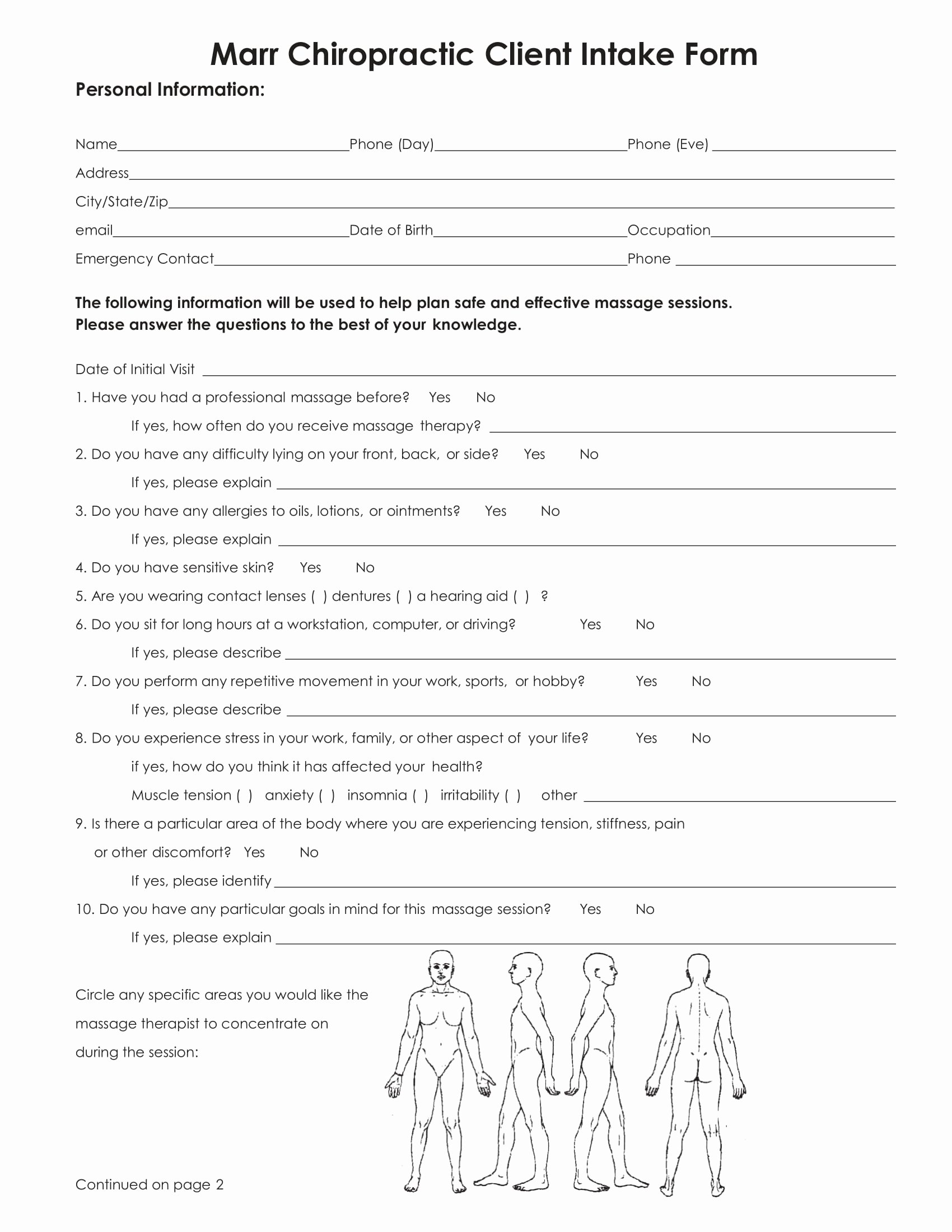 Patient Intake form Template Awesome 9 Chiropractic Intake forms Pdf Doc