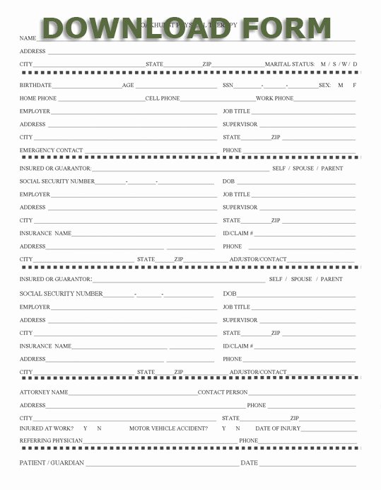 Patient Intake form Template Beautiful Client forms Am Massage