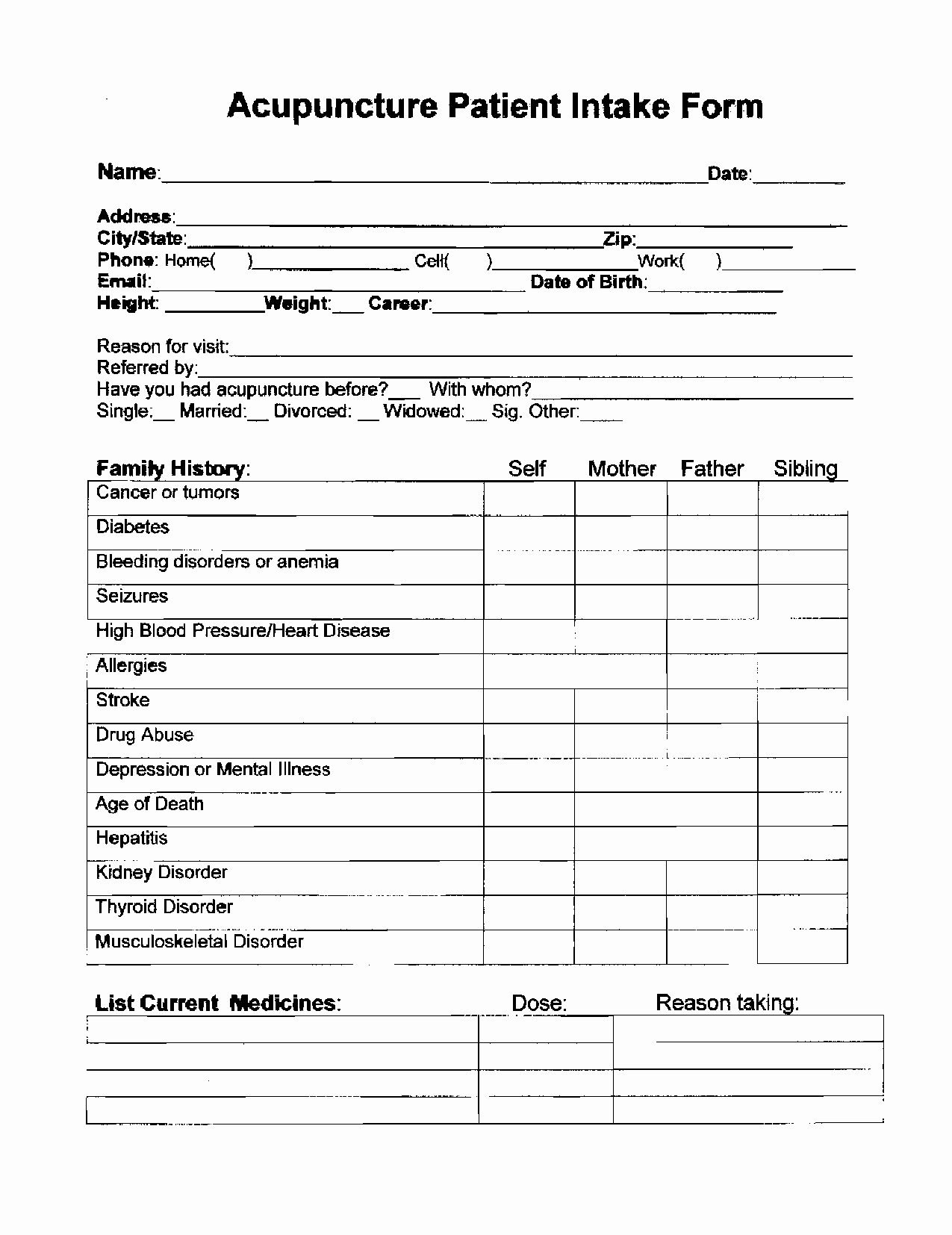 Patient Intake form Template Inspirational Acupuncture forms Templates Reverse Search