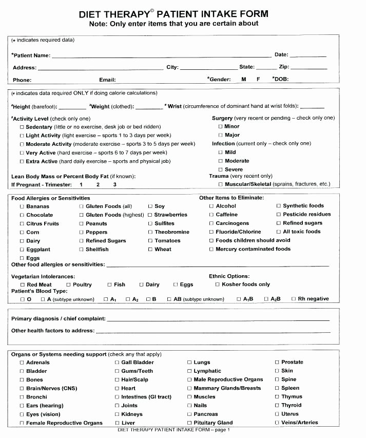 Patient Intake form Template Lovely Massage therapy Intake form Template Fresh Counseling Free