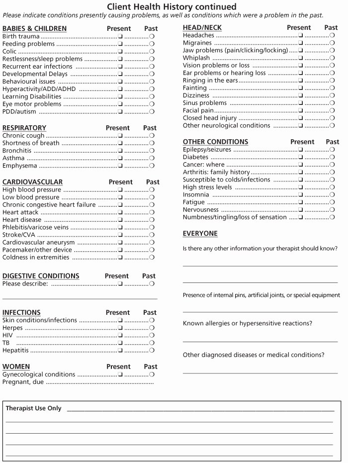 Patient Intake form Template Lovely Patient Intake form Cranial therapy Centre toronto