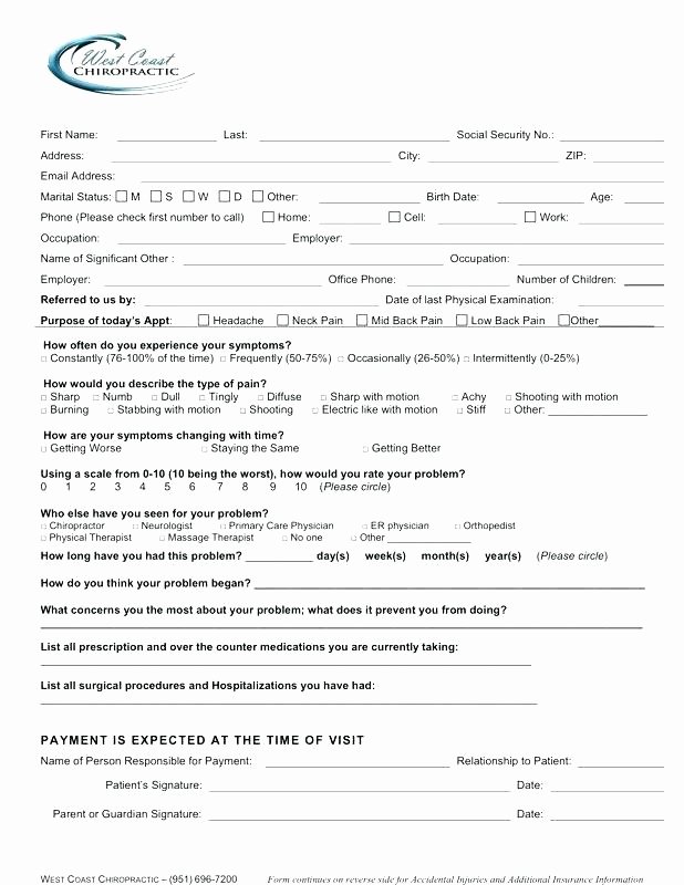 Patient Intake form Template Luxury New Client Template