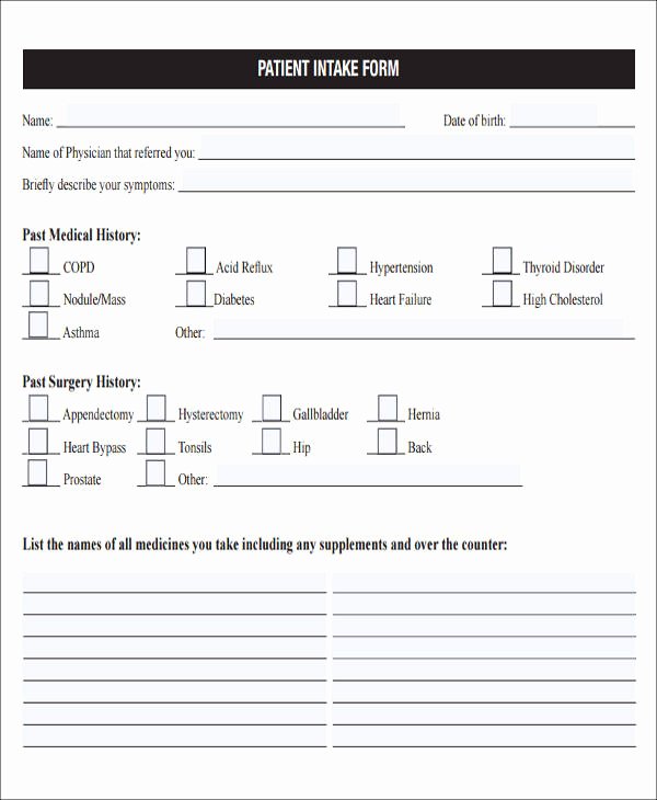 Patient Intake form Template New 45 Free Medical forms
