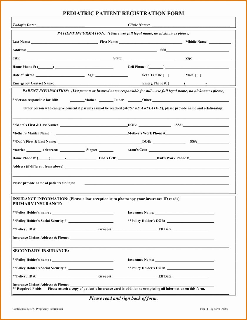 Patient Registration form Template Awesome Google Docs Registration form Template event Pediatric