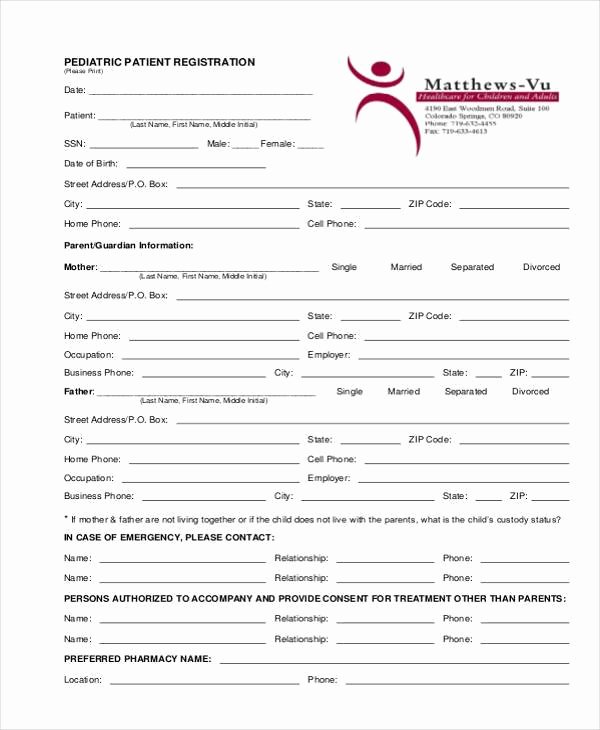 Patient Registration form Template Awesome Registration form Templates