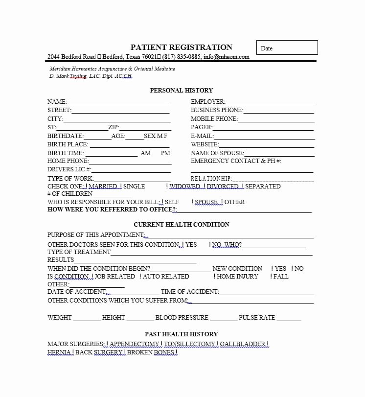 Patient Registration form Template Beautiful 44 New Patient Registration form Templates Printable