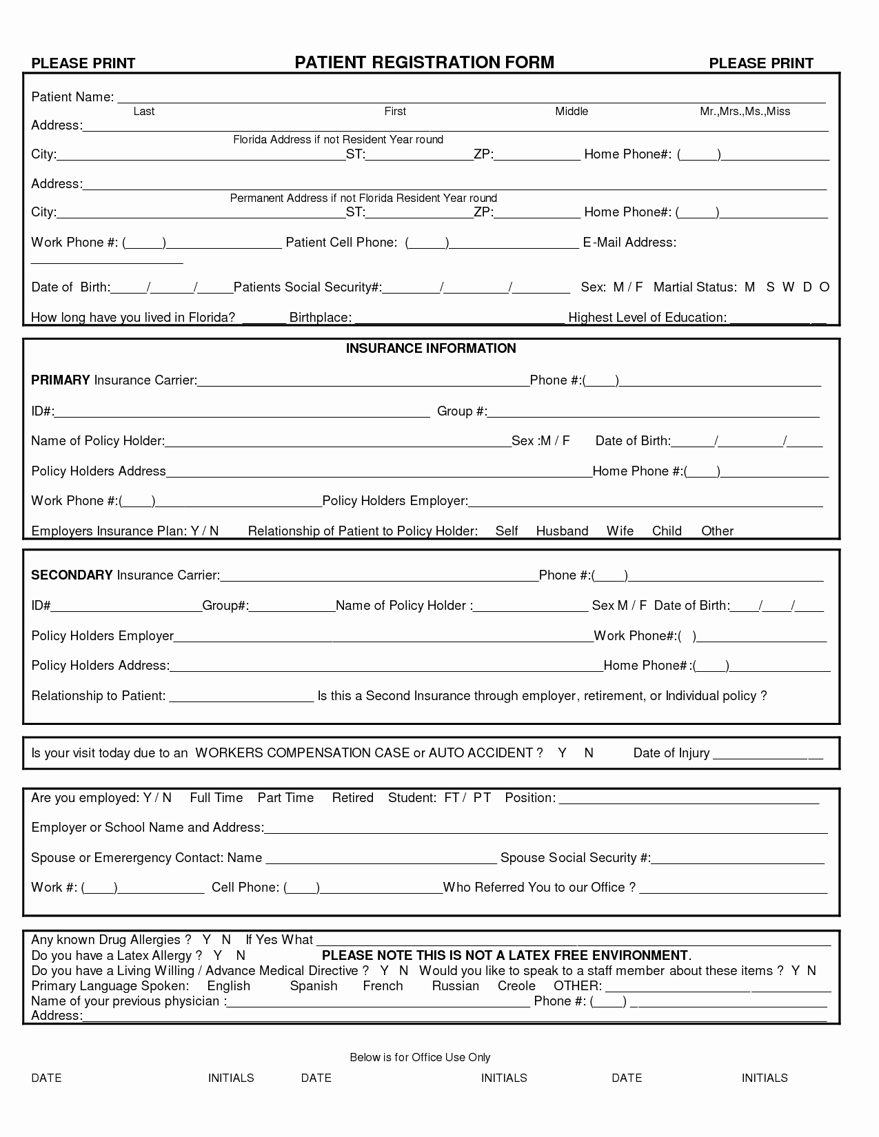 Patient Registration form Template Fresh Best S Of Doctor Fice Policy Template Fice