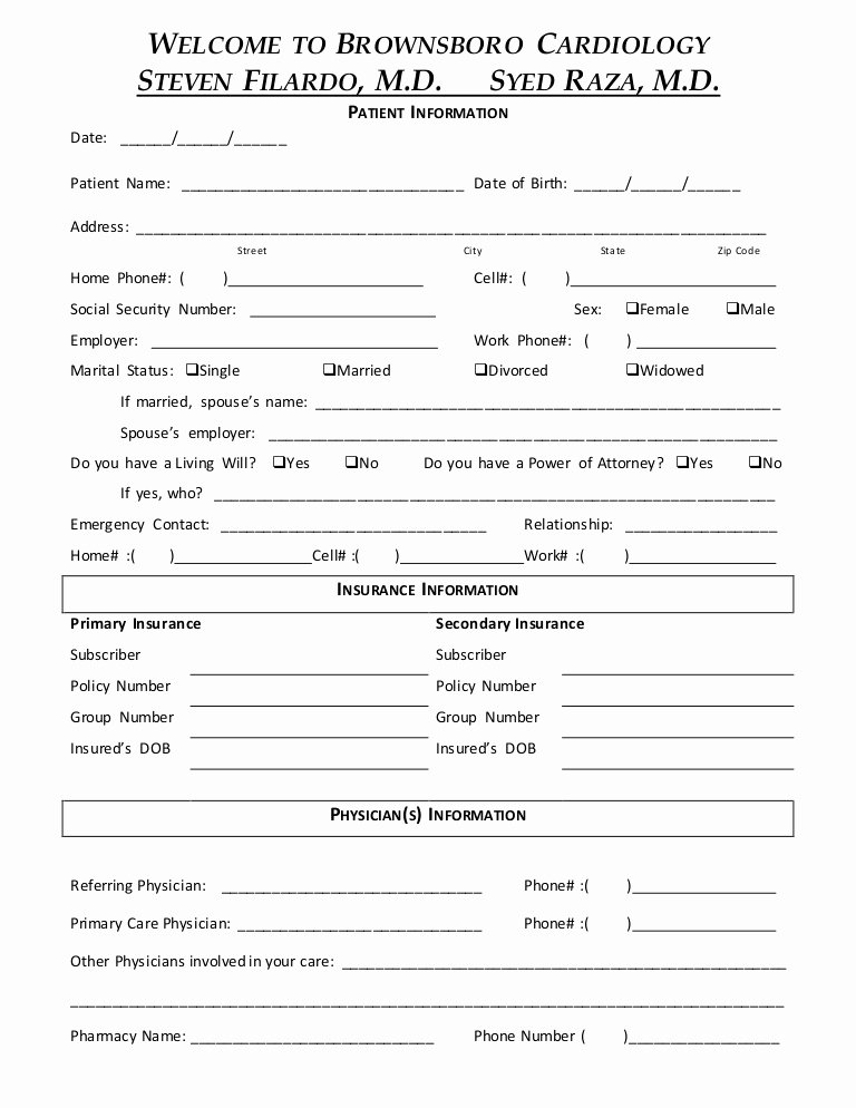 Patient Registration form Template Fresh New Patient forms New Patient Medical History