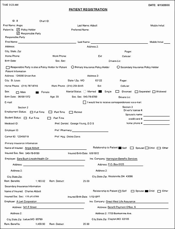 Patient Registration form Template Lovely 10 Best Of Blank Patient Medical Chart Template