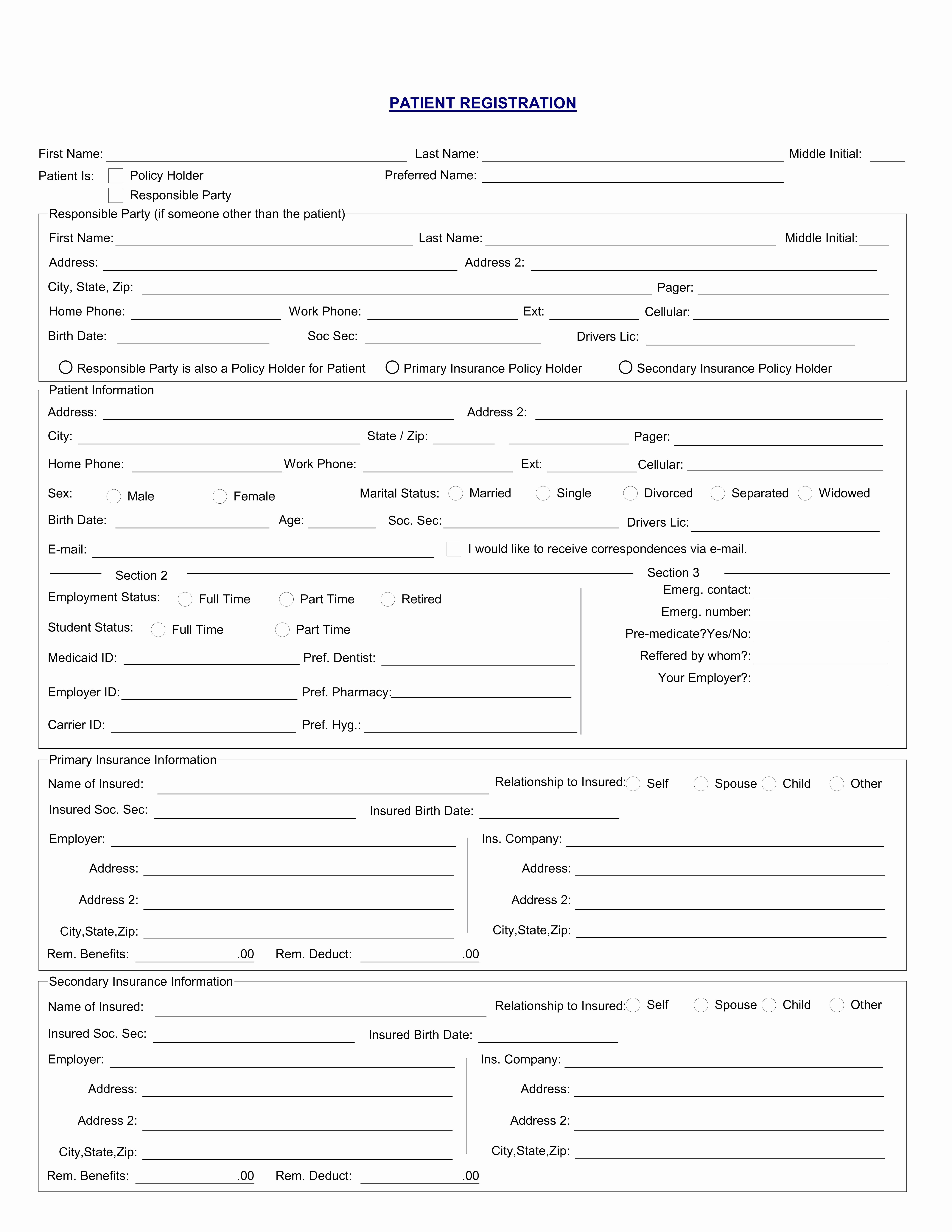 Patient Registration form Template Lovely 5 Best Of Printable Patient Registration forms