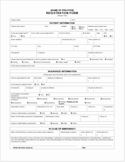 Patient Registration form Template New Patient Registration form Download at