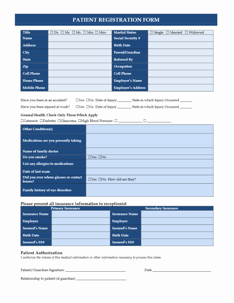 Patient Registration form Template Unique New Patient Registration form
