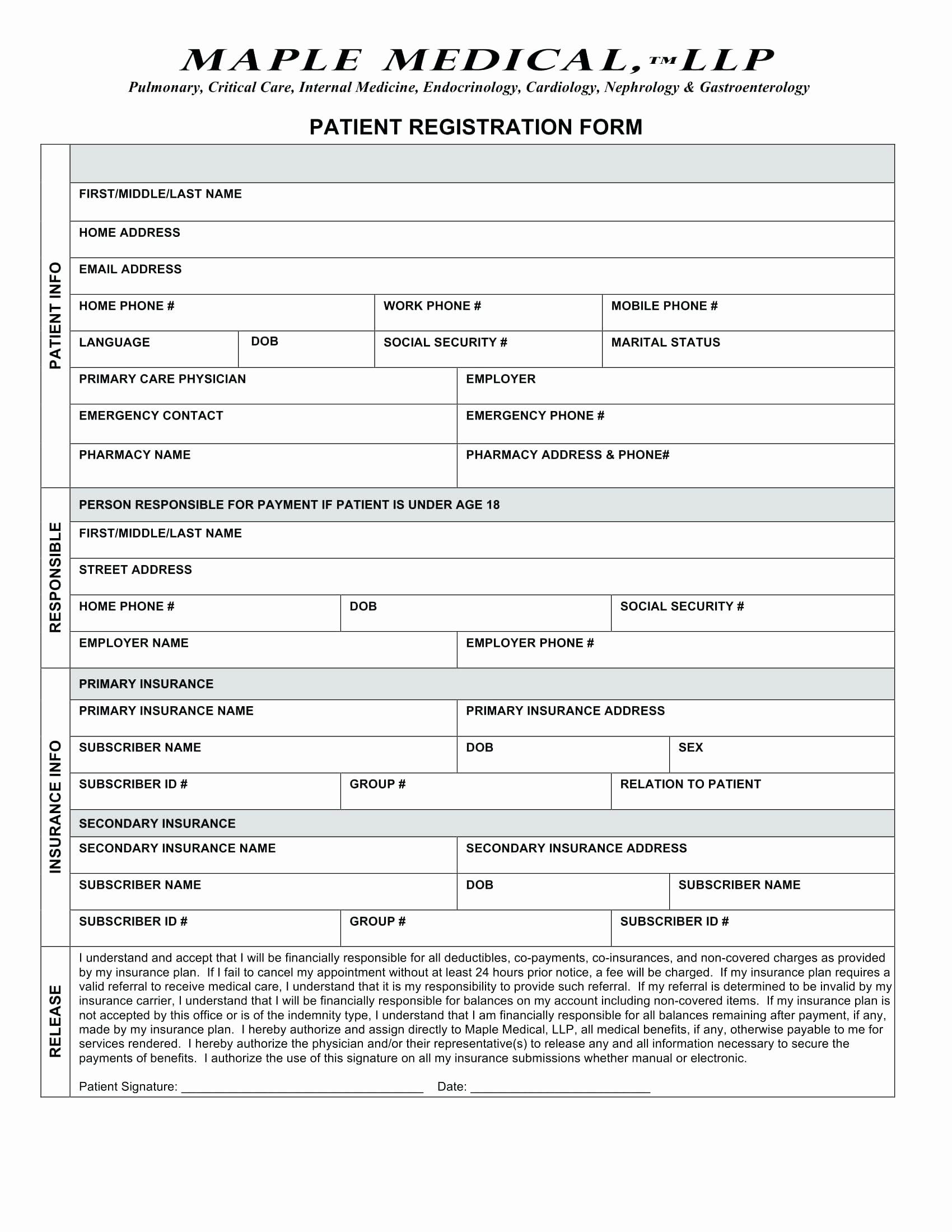 Patient Registration form Template Unique Patient Registration form Patient Registration form