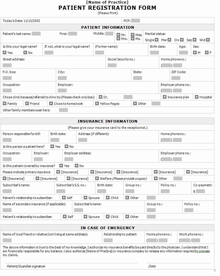 Patient Registration form Template Unique Patient Registration form Template Sample