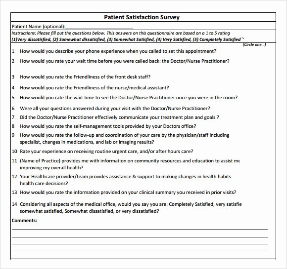 Patient Satisfaction Survey Template Awesome Patient Satisfaction Survey 9 Download Free Documents