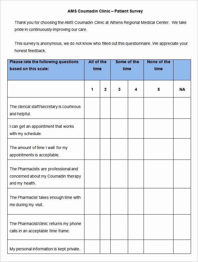 Patient Satisfaction Survey Template Best Of Patient Satisfaction Survey Template 6 Free Word Pdf