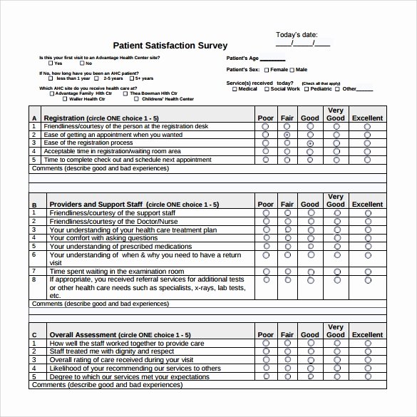 Patient Satisfaction Survey Template Fresh Patient Satisfaction Survey 9 Download Free Documents