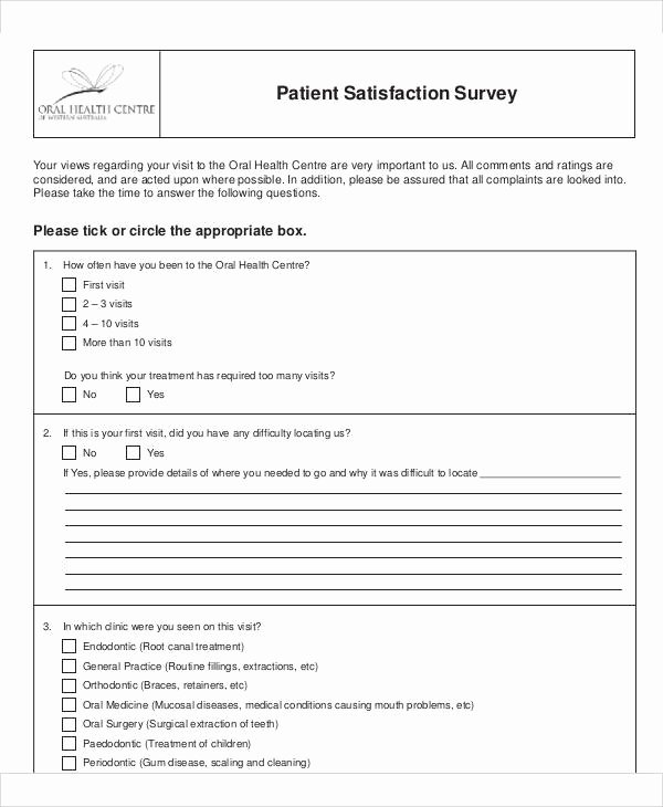 Patient Satisfaction Survey Template New 60 Sample Survey forms