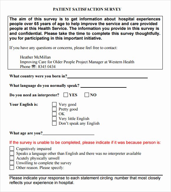 Patient Satisfaction Survey Template Unique Patient Satisfaction Survey 9 Download Free Documents