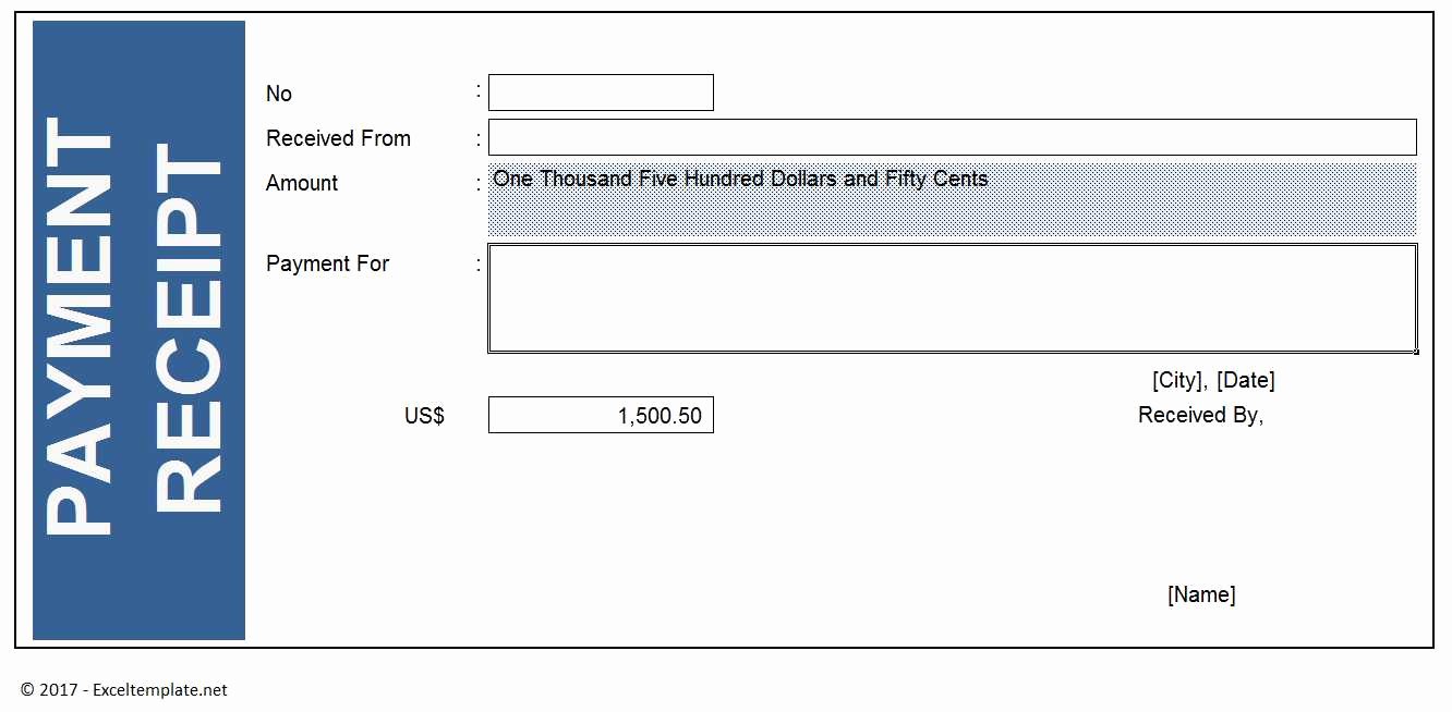 Payment Receipt Template Excel Awesome Payment Receipt