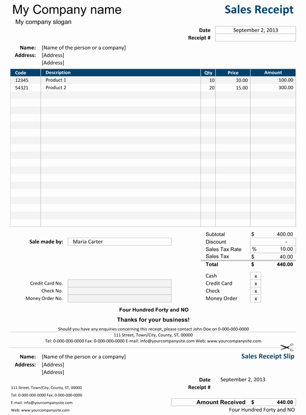 Payment Receipt Template Excel Awesome Sales Receipt