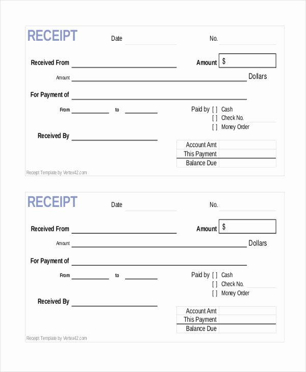 Payment Receipt Template Excel Fresh Sample Payment Receipt forms 8 Free Documents In Word