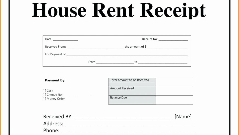 Payment Receipt Template Excel New House Rent Receipt Template Payment format for Property