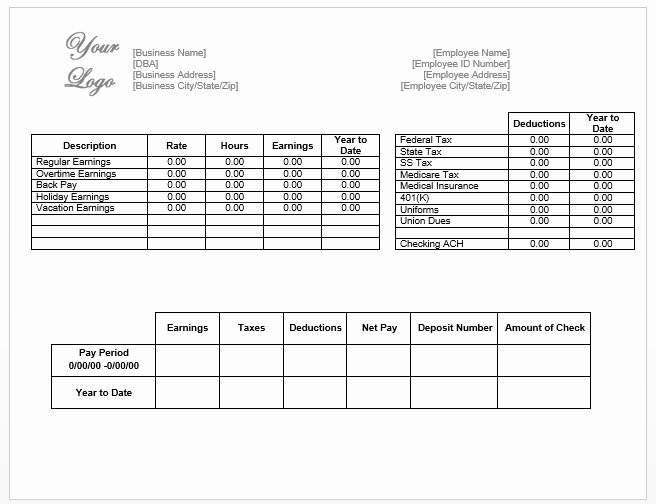 Payroll Check Printing Template Best Of Paycheck Stub Template