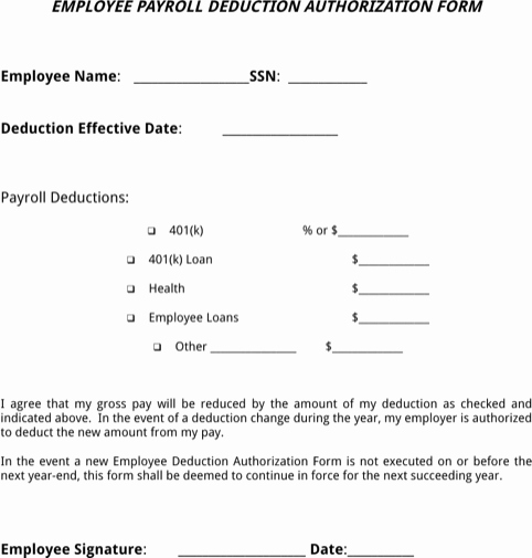 Payroll Deduction Authorization form Template Best Of Download Payroll Deduction form for Free formtemplate