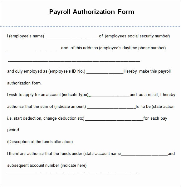 Payroll Deduction Authorization form Template Elegant 7 Payroll Authorization forms