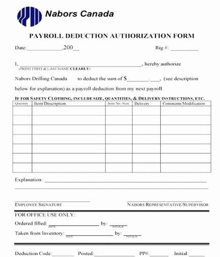 Payroll Deduction Authorization form Template Luxury Payroll Deduction Authorization form