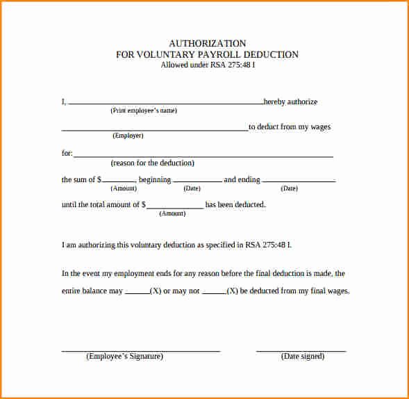 Payroll Deduction form Template Awesome 5 Payroll Deduction Authorization form Template Free